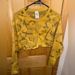 SOLD**Gymshark Camouflage Long Sleeve Crop Top